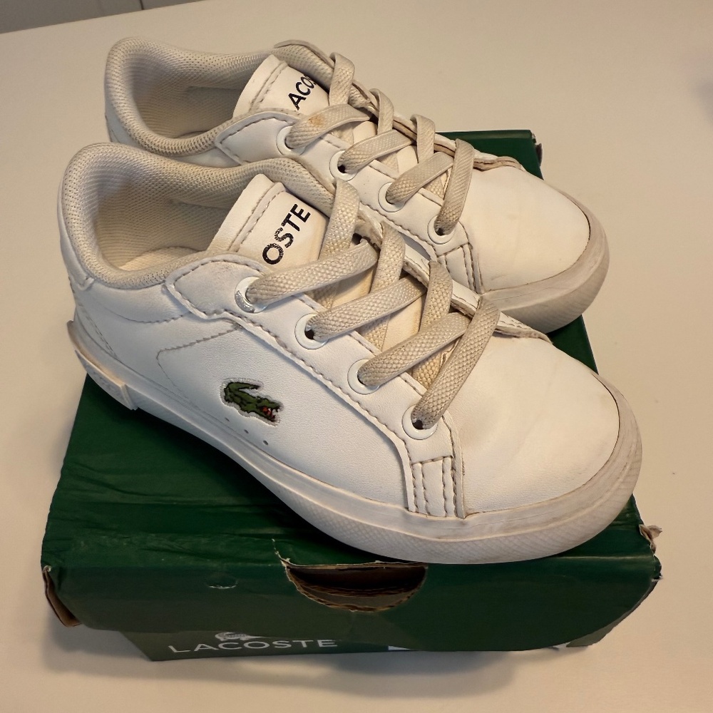 Lacoste toddler size 7 white sneaker tennis shoe